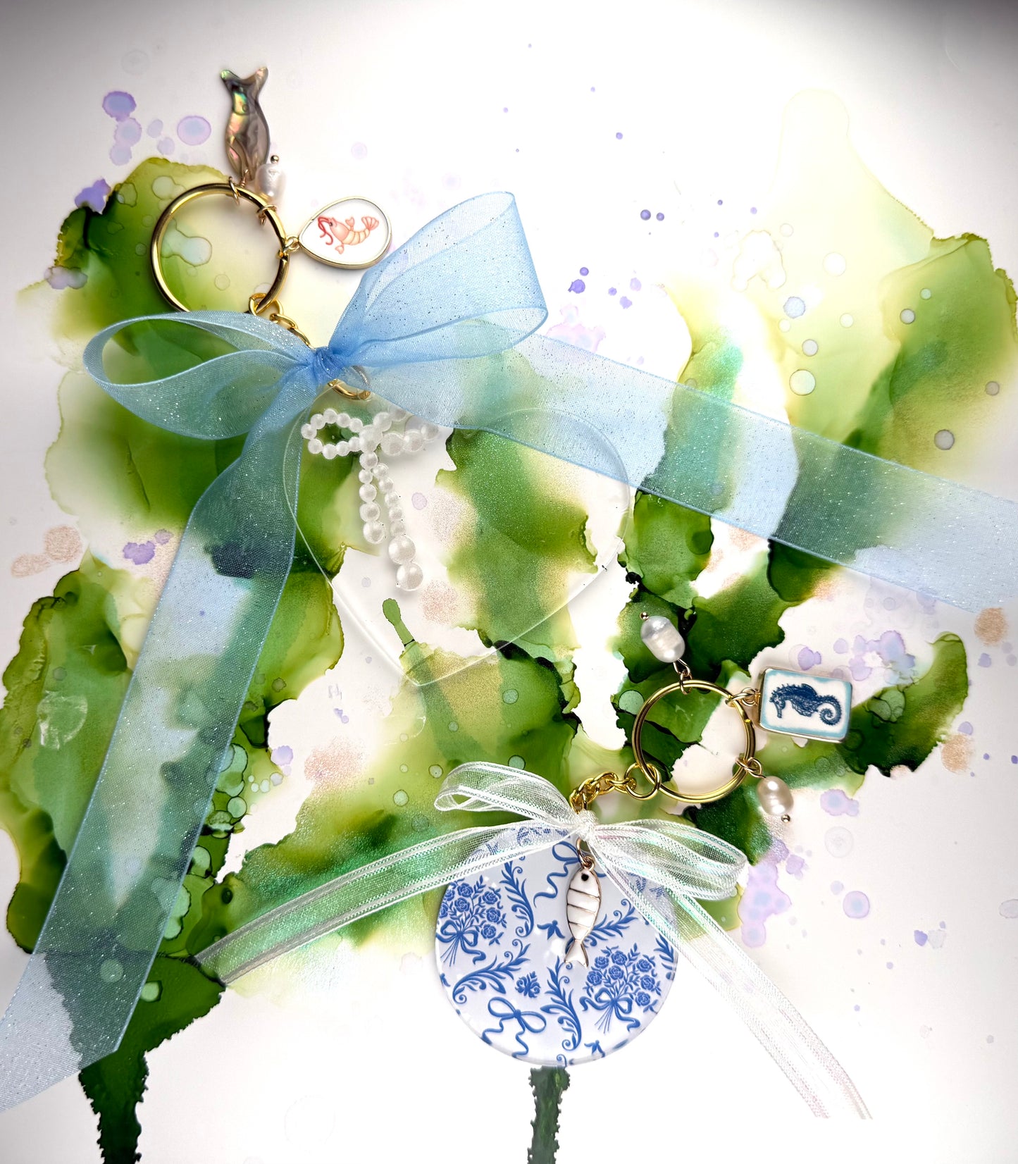Heart of Pearls Keychain-Handmade