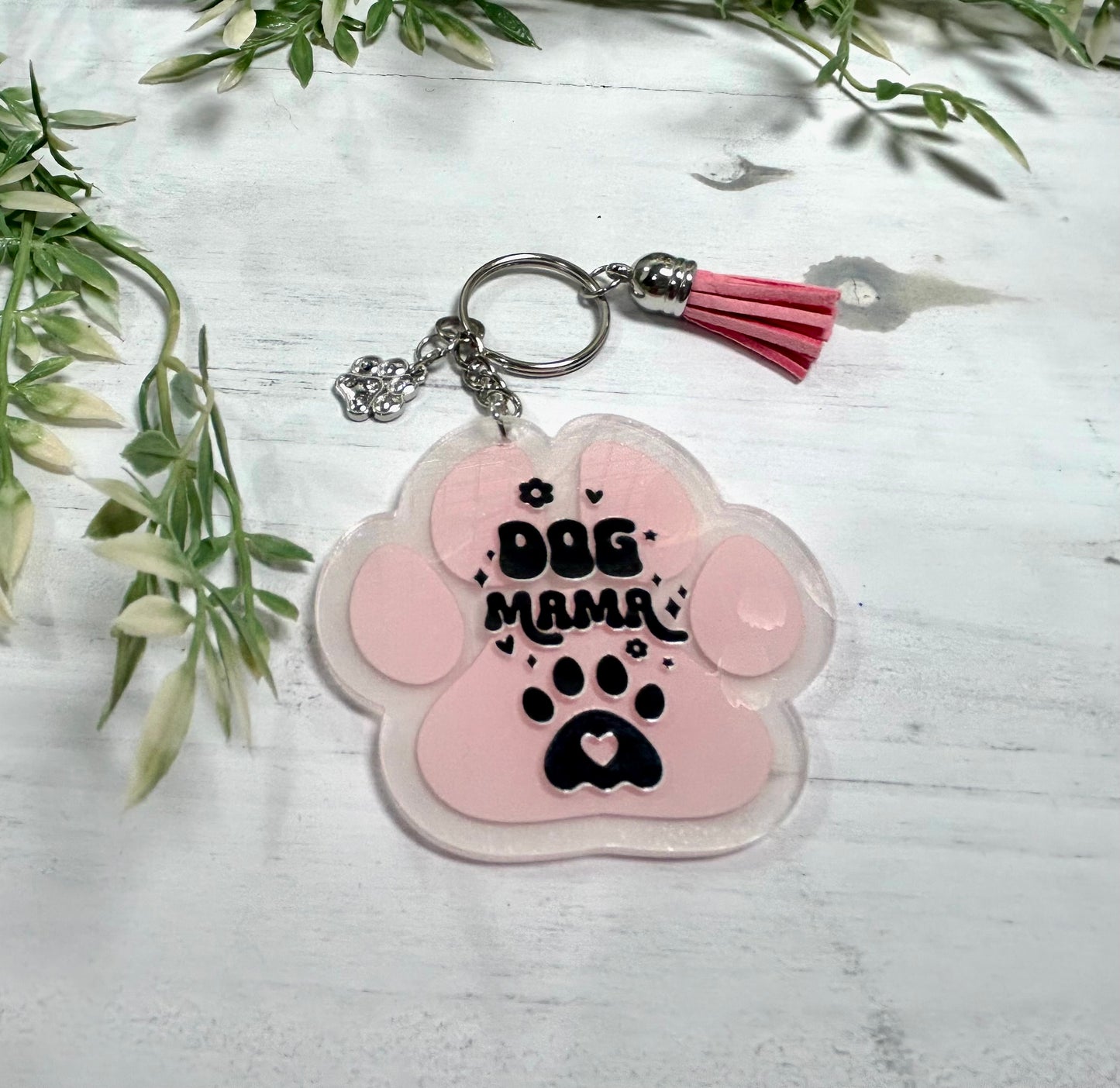 Pink paw keychain
