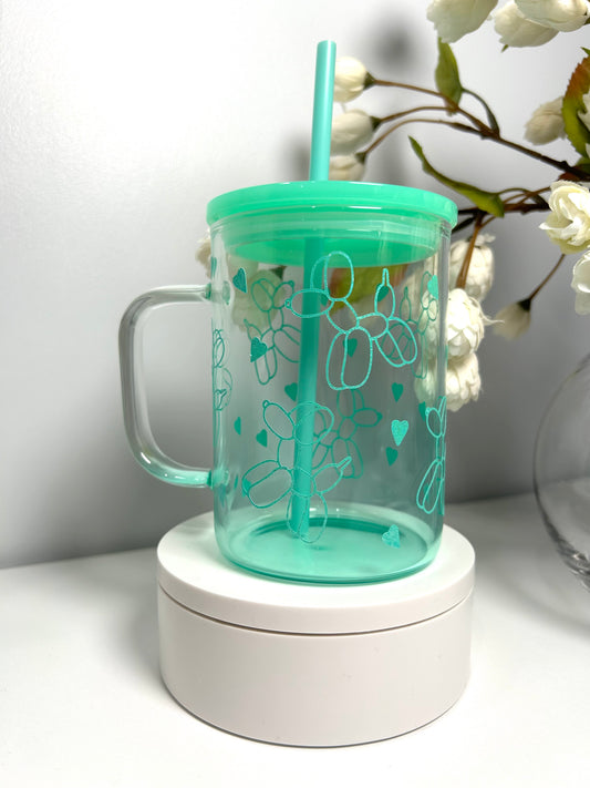 Green Ballon Dog Glass Mug