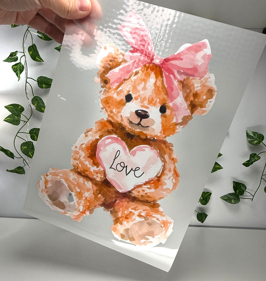 V-Day Teddy W/Pink Heart DTF