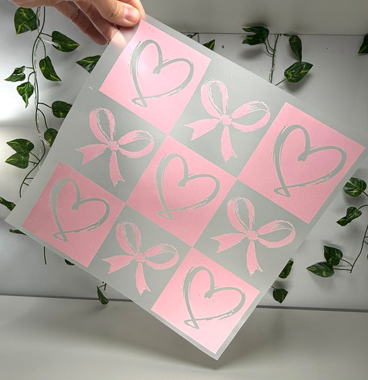 V-Day Bow & Hearts (Single Color) DTF