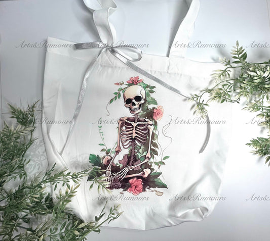 Floral Skeleton Tote Bag